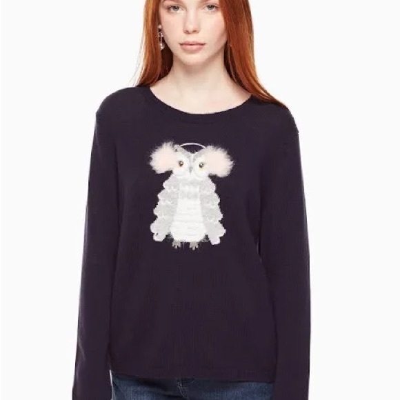 Kate Spade Navy Sweater with Owl Motif NWOT - Picture 12 of 12